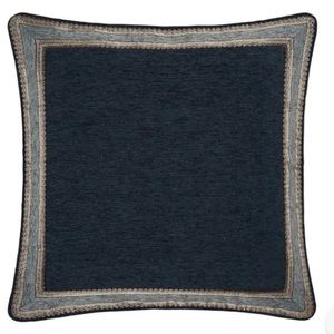 J. QUEEN NEW YORK, Euro Sham, Dark Blue w/Bronze, Silver & Grey Borders NEW